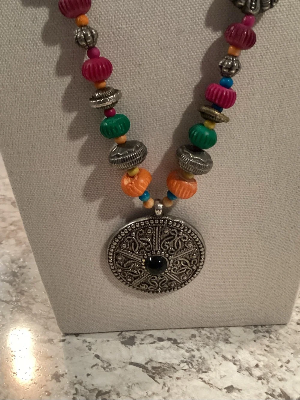 Handcrafted Multicolor Beaded Pendant Necklace - Boho Women